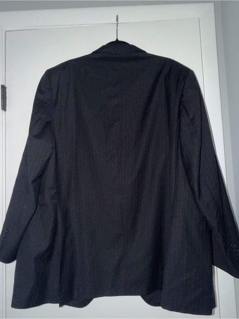 Men's Pinstripe Two-Button Blazer - Black - Picture 2 of 3